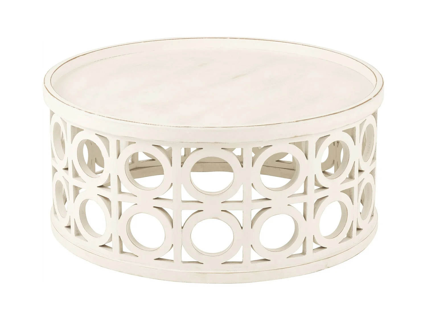 Table basse sculptée blanche en bois esprit contemporain
