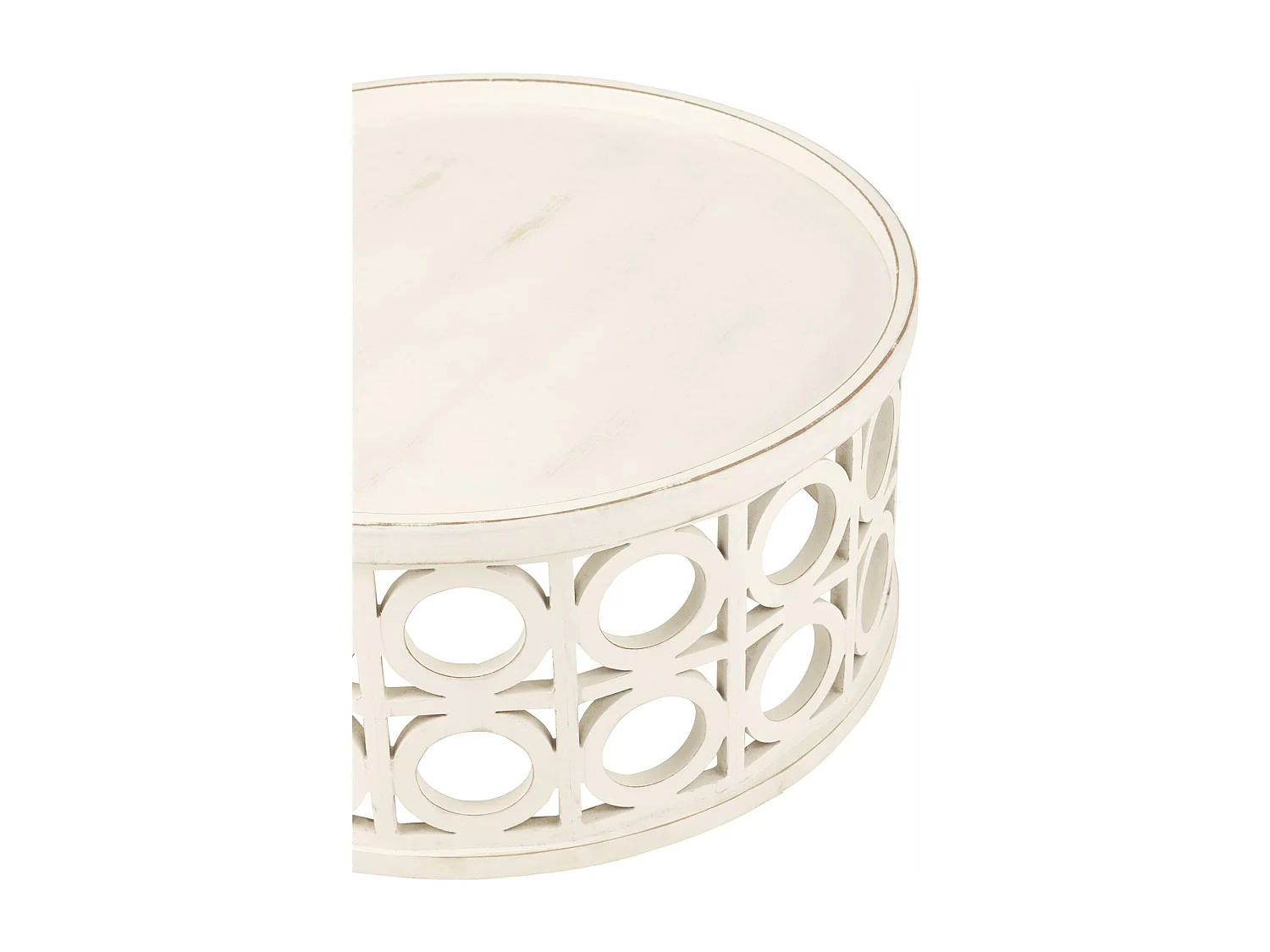 Table basse sculptée blanche en bois esprit contemporain