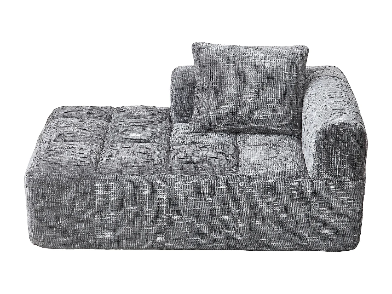 Canapé d'angle 1 places en chenille -  module d'angle - gris - avec poche de rangement latérale - Parfait pour Salon et Studio