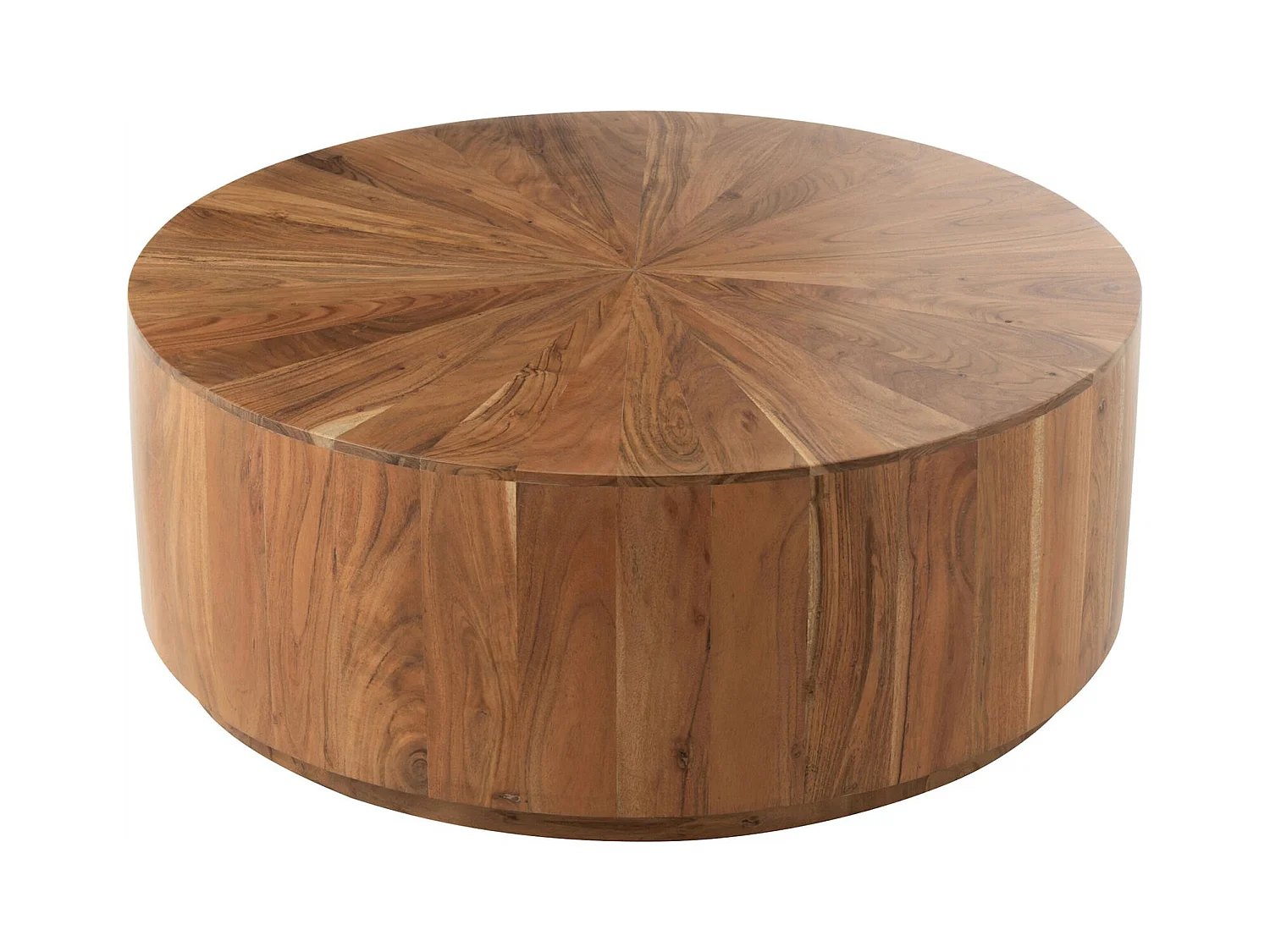 Table basse ronde en bois d'acacia naturel style contemporain
