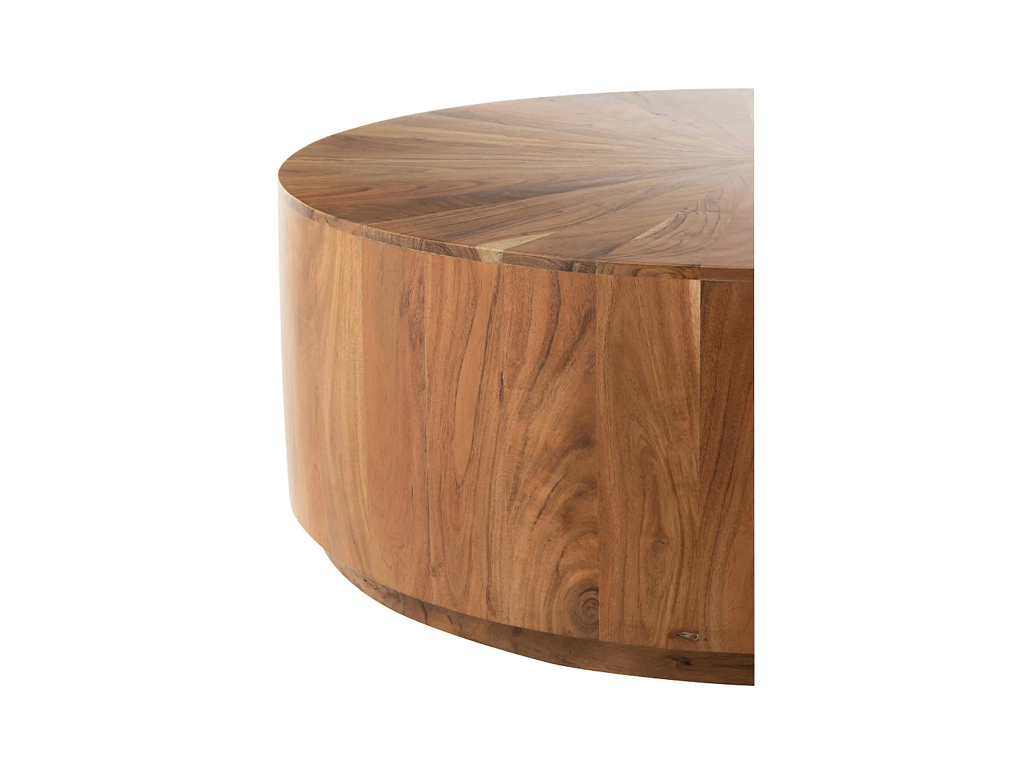 Table basse ronde en bois d'acacia naturel style contemporain