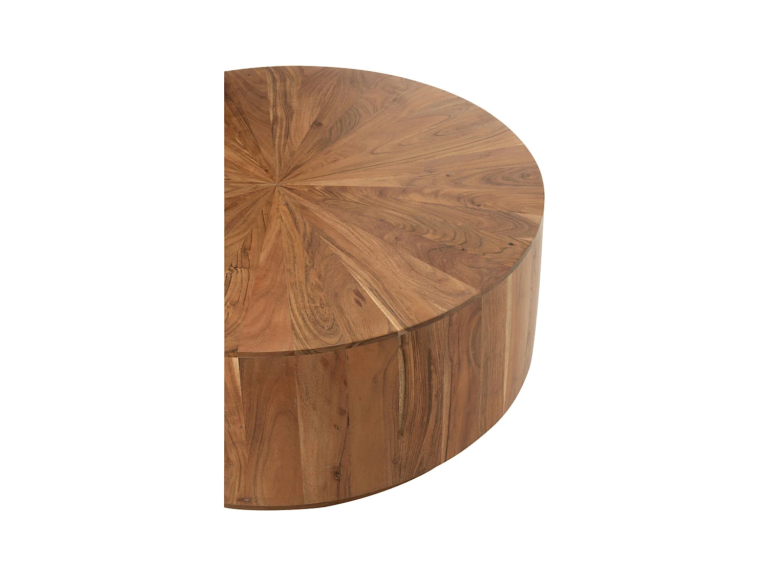 Table basse ronde en bois d'acacia naturel style contemporain