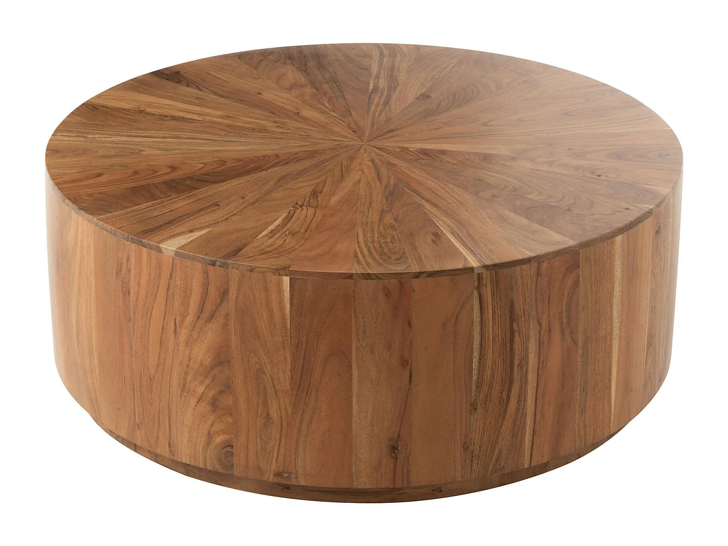 Table basse ronde en bois d'acacia naturel style contemporain