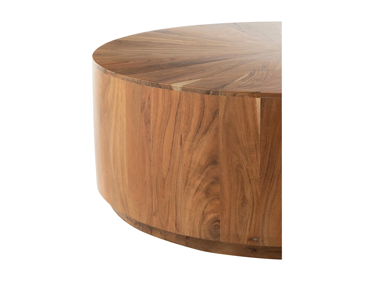 Table basse ronde en bois d'acacia naturel style contemporain