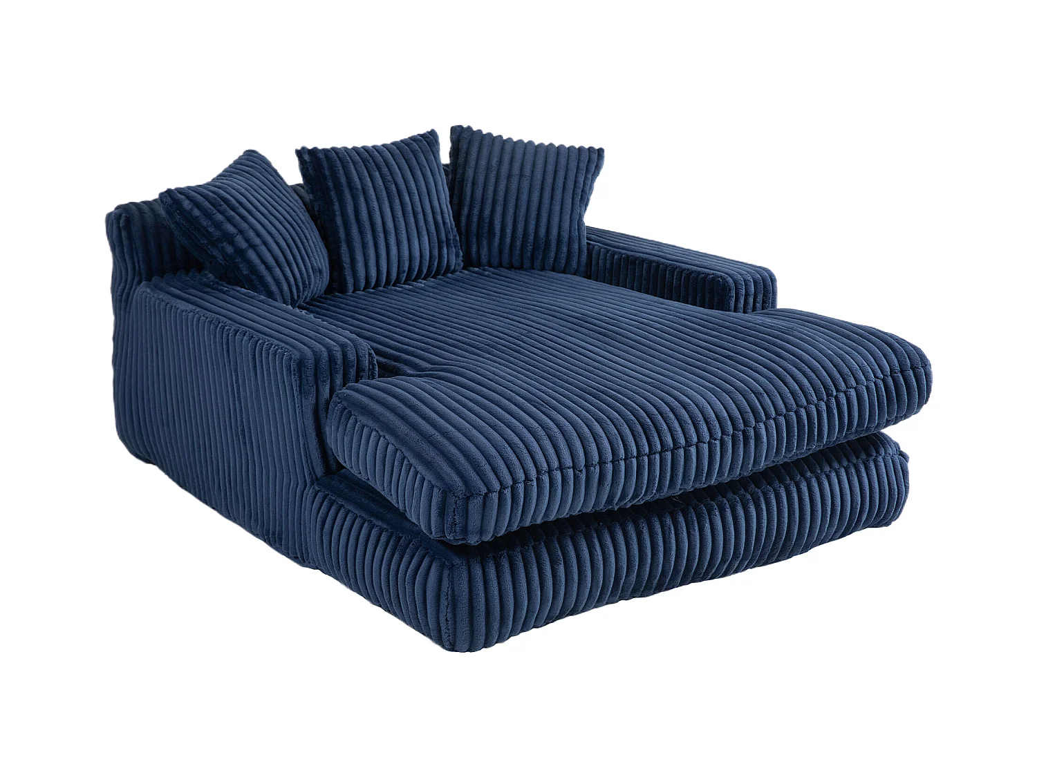 Canapé 2 places velours côtelé bleu - Double assise rembourrée pour confort maximal - Style rétro et accueillant