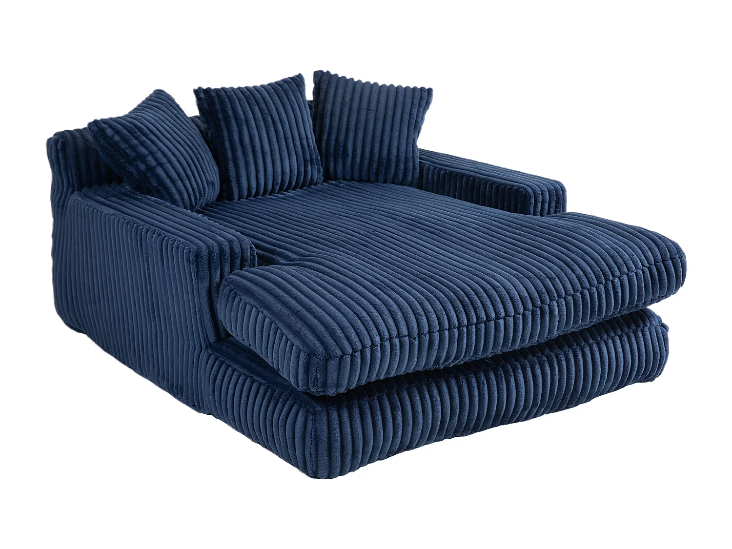 Canapé 2 places velours côtelé bleu - Double assise rembourrée pour confort maximal - Style rétro et accueillant