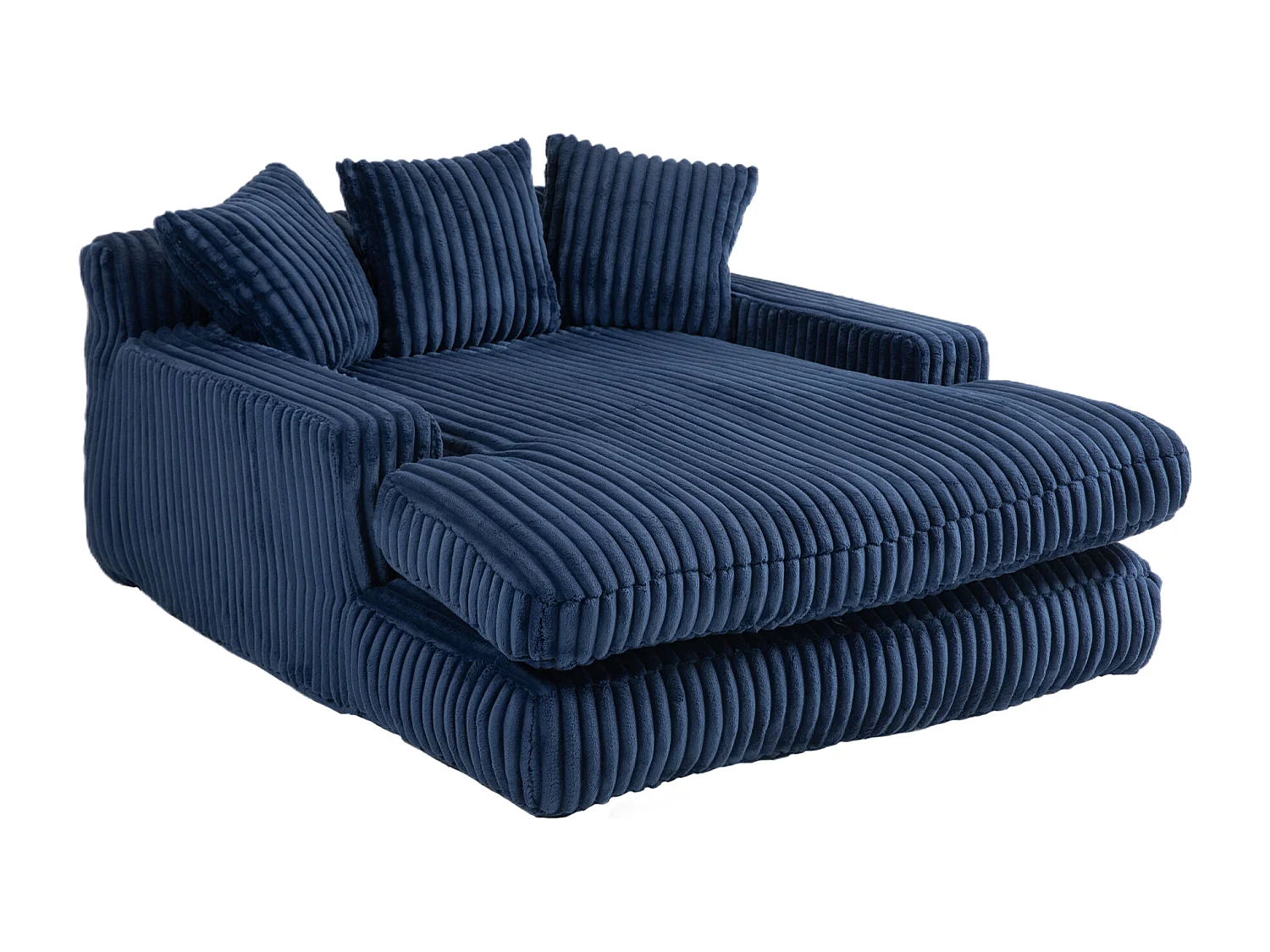 2-zits corduroy bank – dubbellaags & ultra-lage zitting – met 3 kussens – ideaal voor de woonkamer - 125x155x63cm