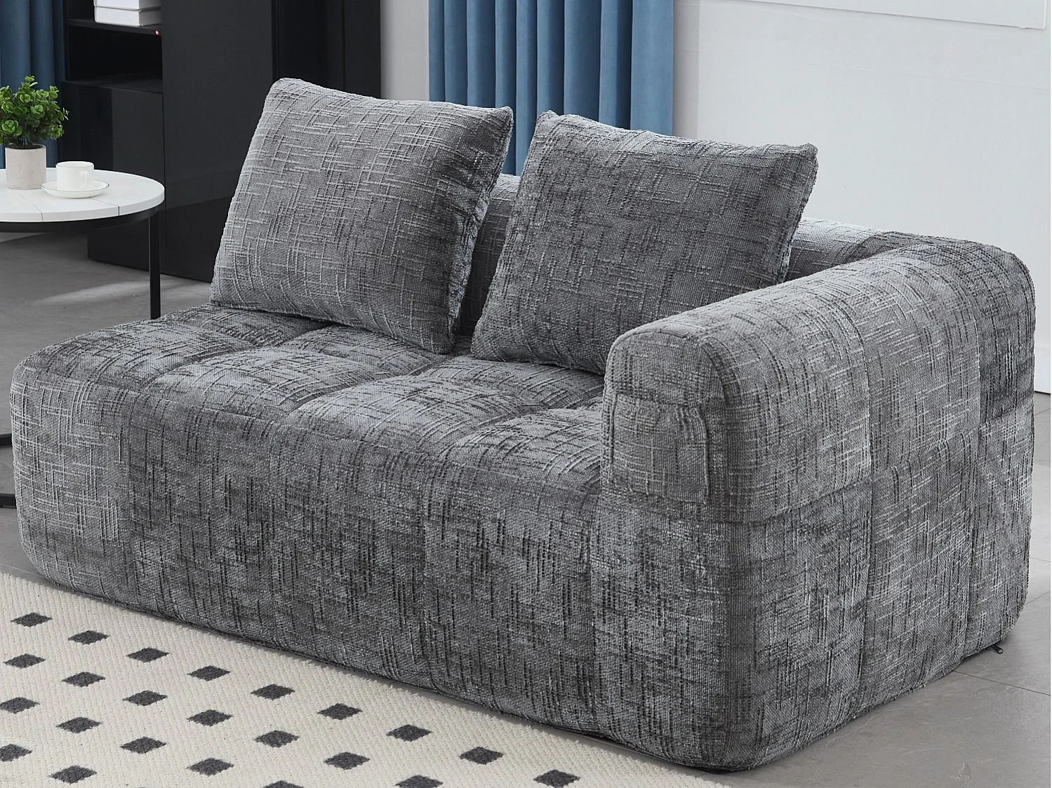 Chenille 2-zits hoekbank - hoekmodule - met opbergvak aan de zijkant - Perfect voor woonkamer en studio