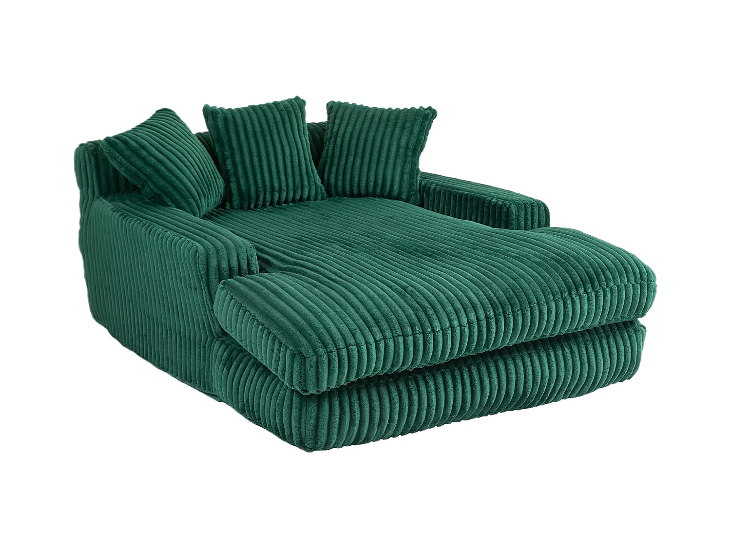 Canapé 2 places velours côtelé vert - Double assise rembourrée pour confort maximal - Style rétro et accueillant