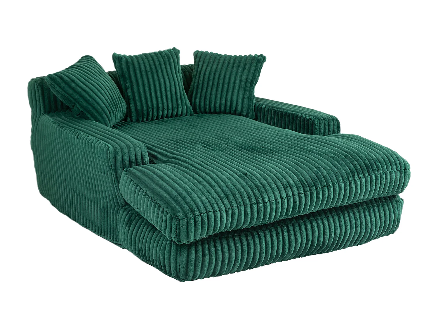 Canapé 2 places velours côtelé vert - Double assise rembourrée pour confort maximal - Style rétro et accueillant