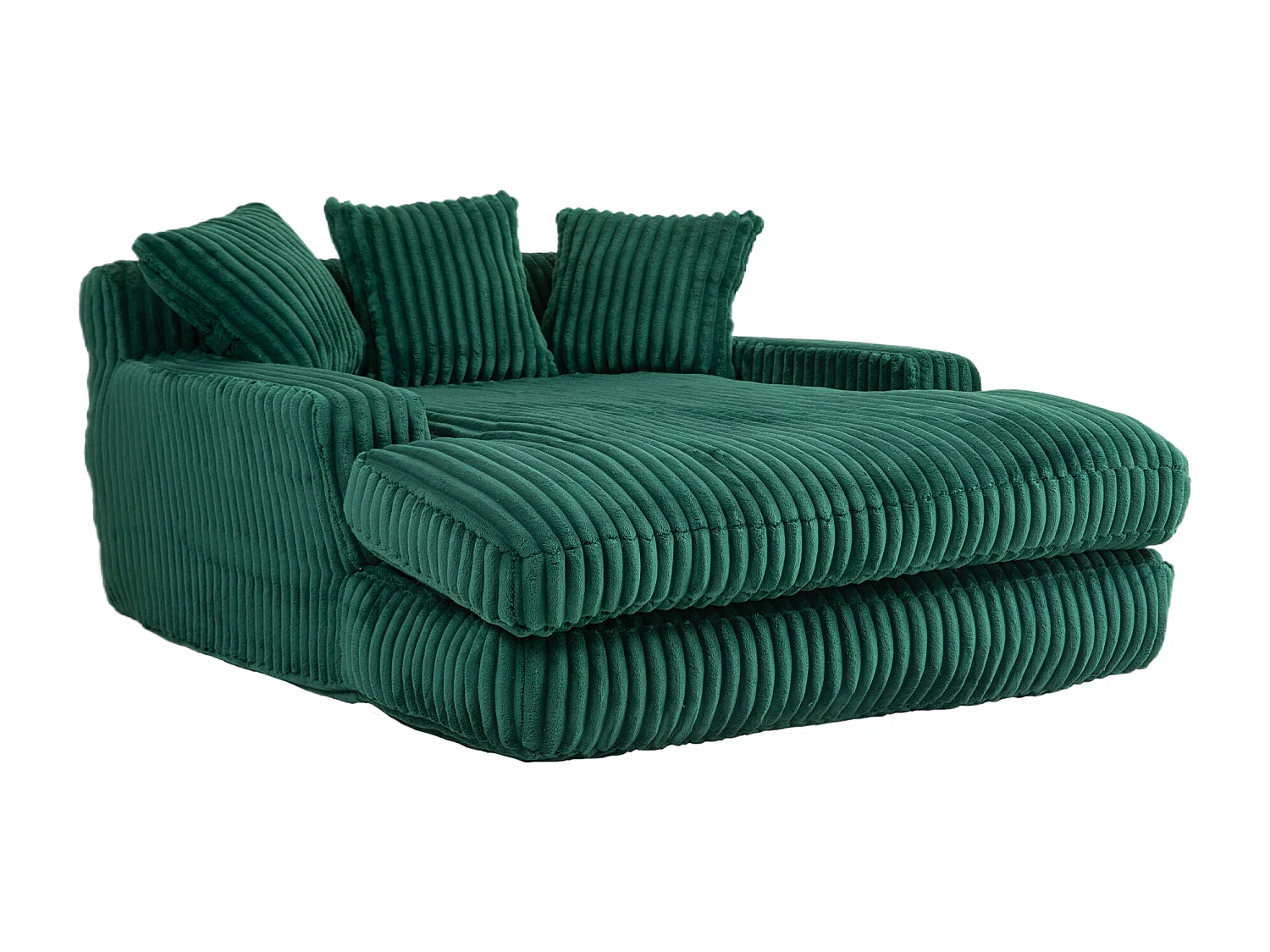 2-zits corduroy bank – dubbellaags & ultra-lage zitting – met 3 kussens – ideaal voor de woonkamer - 125x155x63cm
