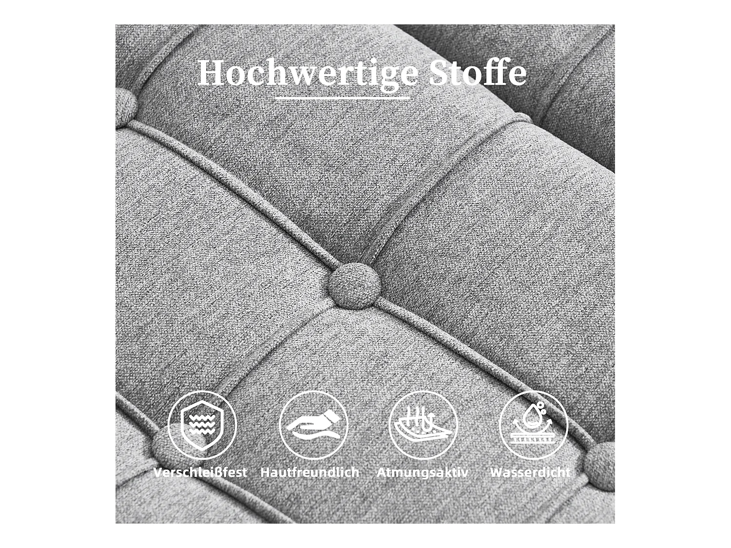 Pouf coffre en tissu coton‑lin gris - Repose-pieds – mousse haute résilience