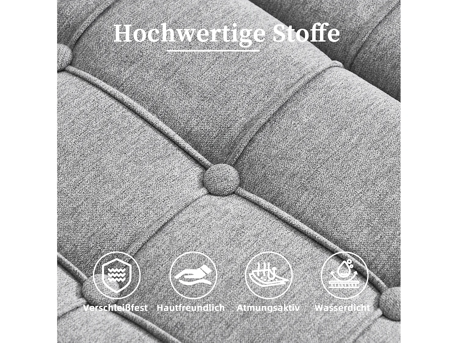 Pouf coffre en tissu coton‑lin gris - Repose-pieds – mousse haute résilience