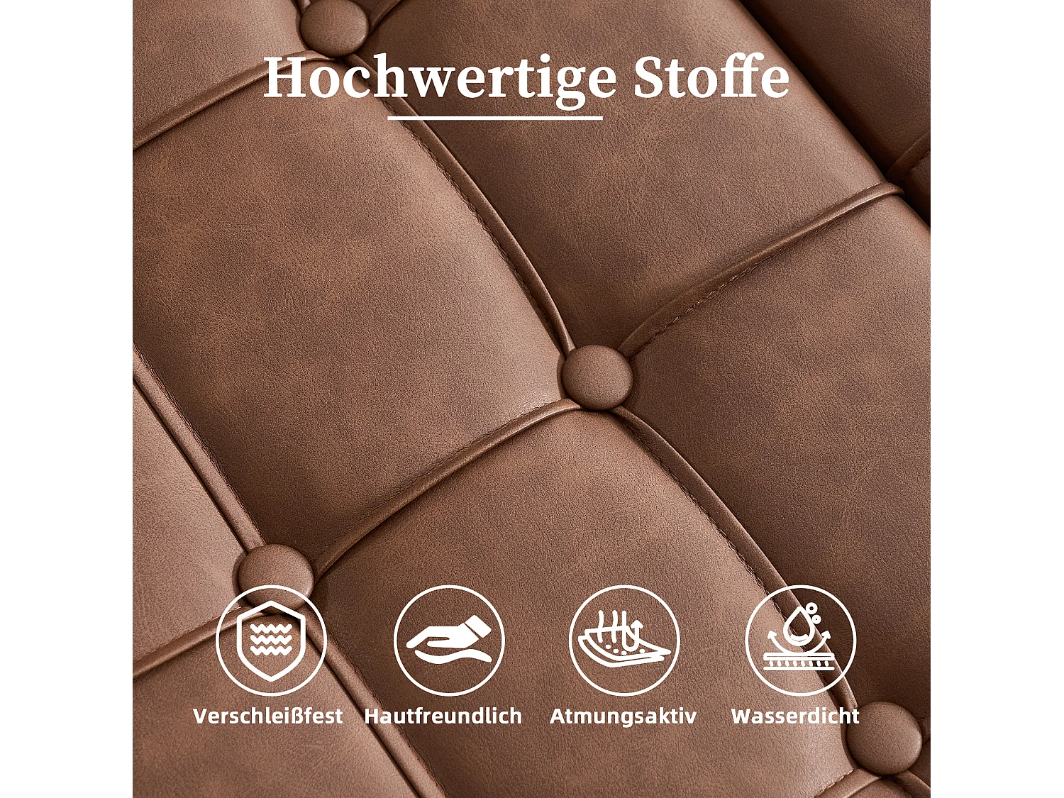 Pouf coffre en simili-cuir marron - Repose-pieds – mousse haute résilience - idéal pour le salon ou l’entrée