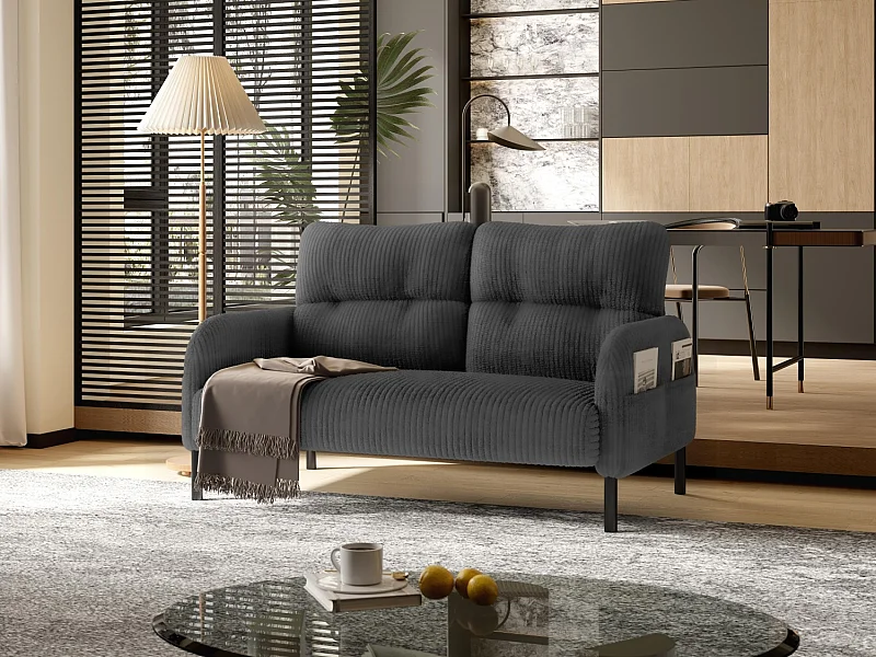 Corduroy 2-zitsbank - Modulaire bank met zijzakken - Ideaal voor kleine woonkamers, studio's of studentenkamers