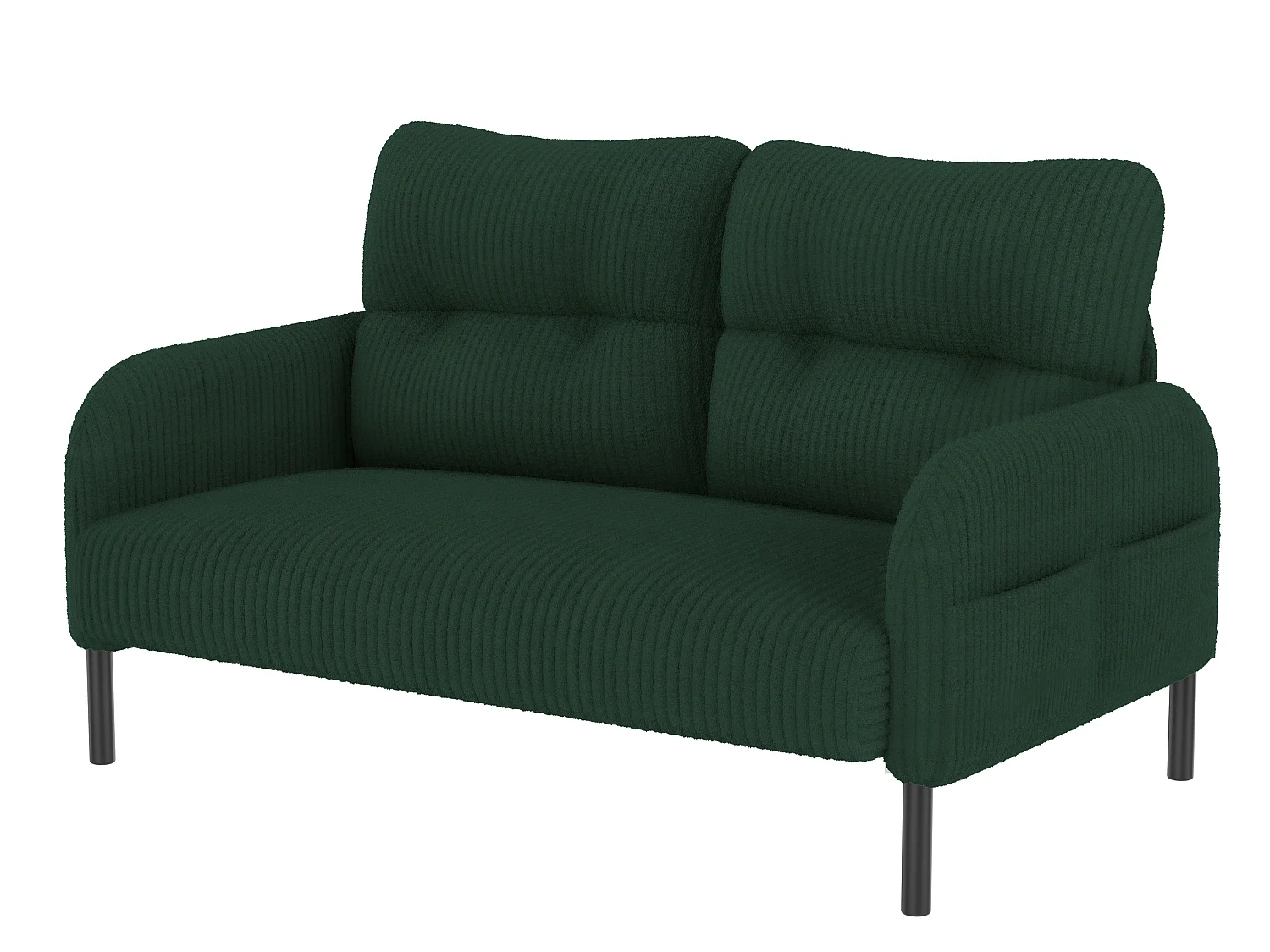 Canapé 2 places en velours côtelé vert - Canapé modulable avec Poches Latérales - Idéal pour petit salon, studio ou chambre d'étudiant