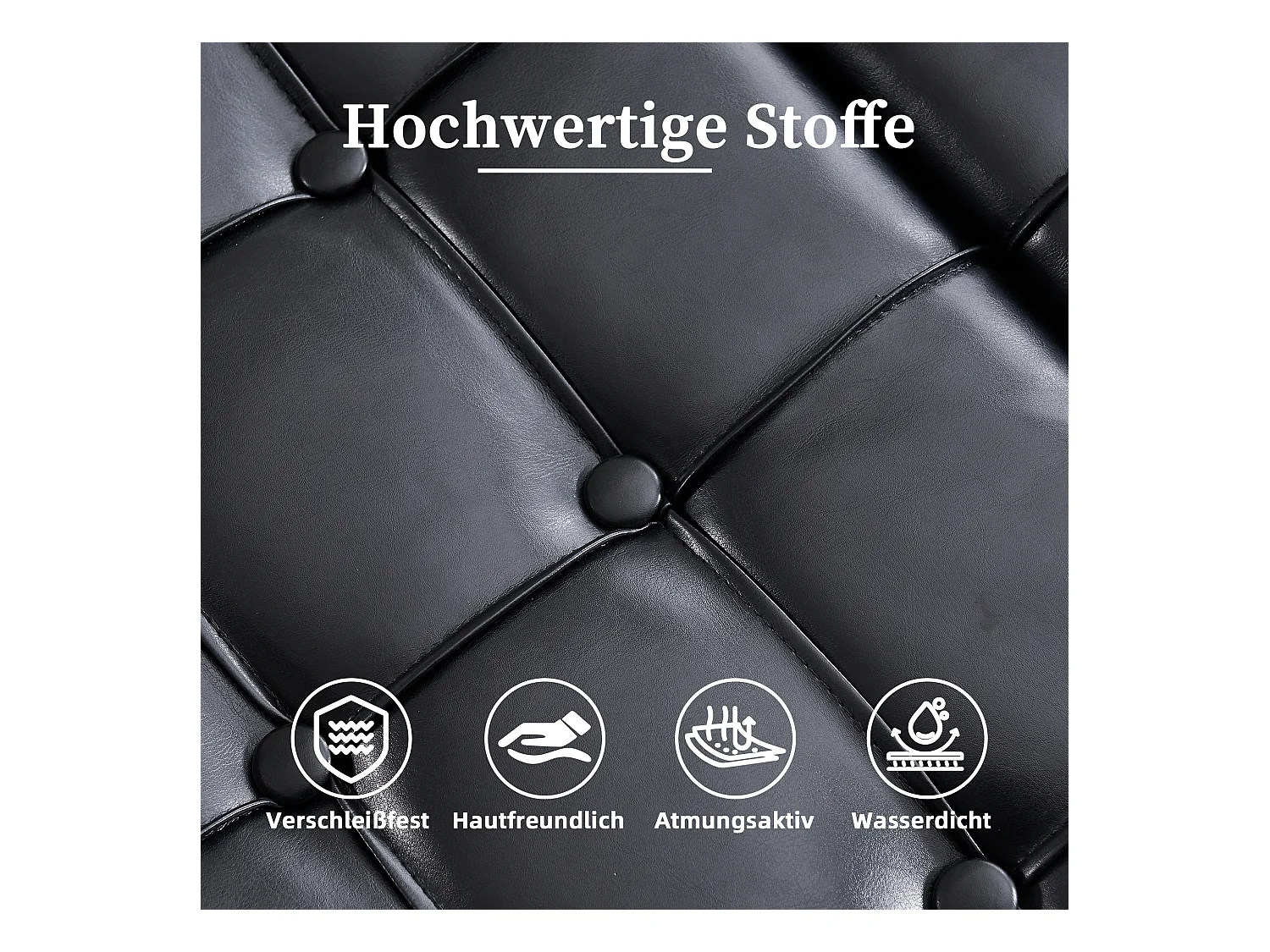 Pouf coffre en simili-cuir noir - Repose-pieds – mousse haute résilience - idéal pour le salon ou l’entrée