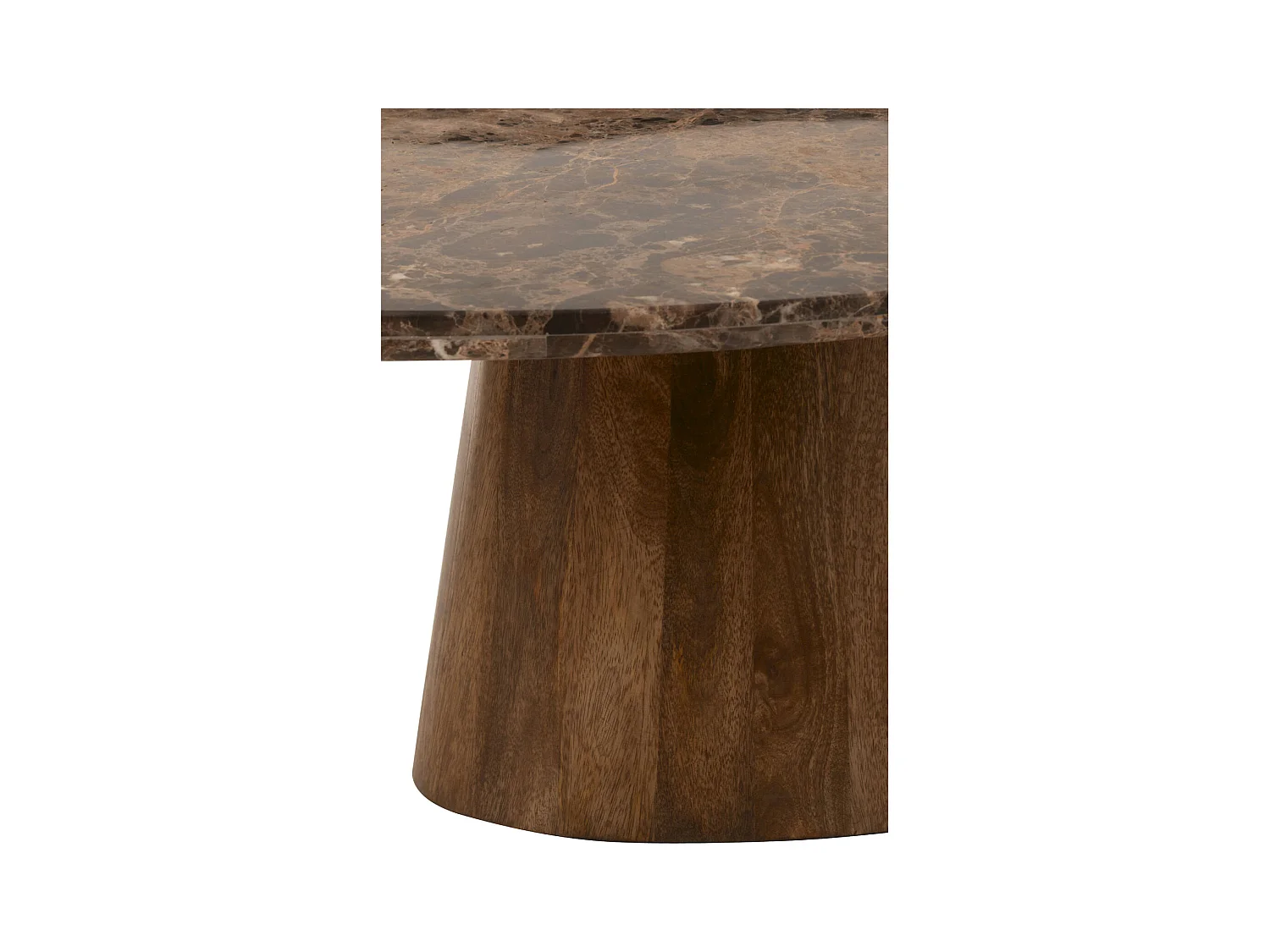 Table basse ovale en marbre et bois de manguier marron