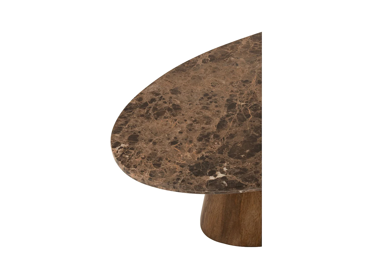 Table basse ovale en marbre et bois de manguier marron