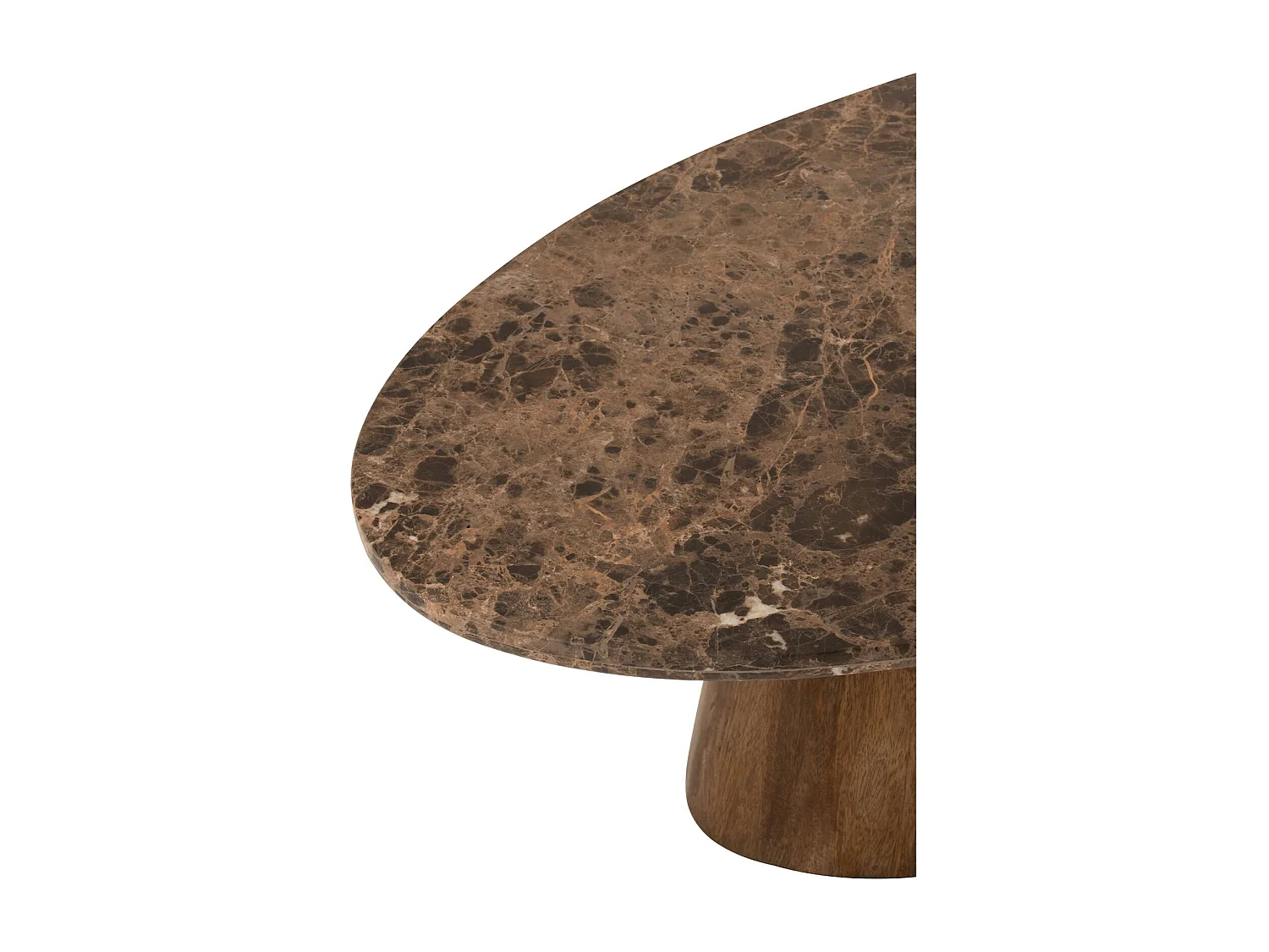 Table basse ovale en marbre et bois de manguier marron