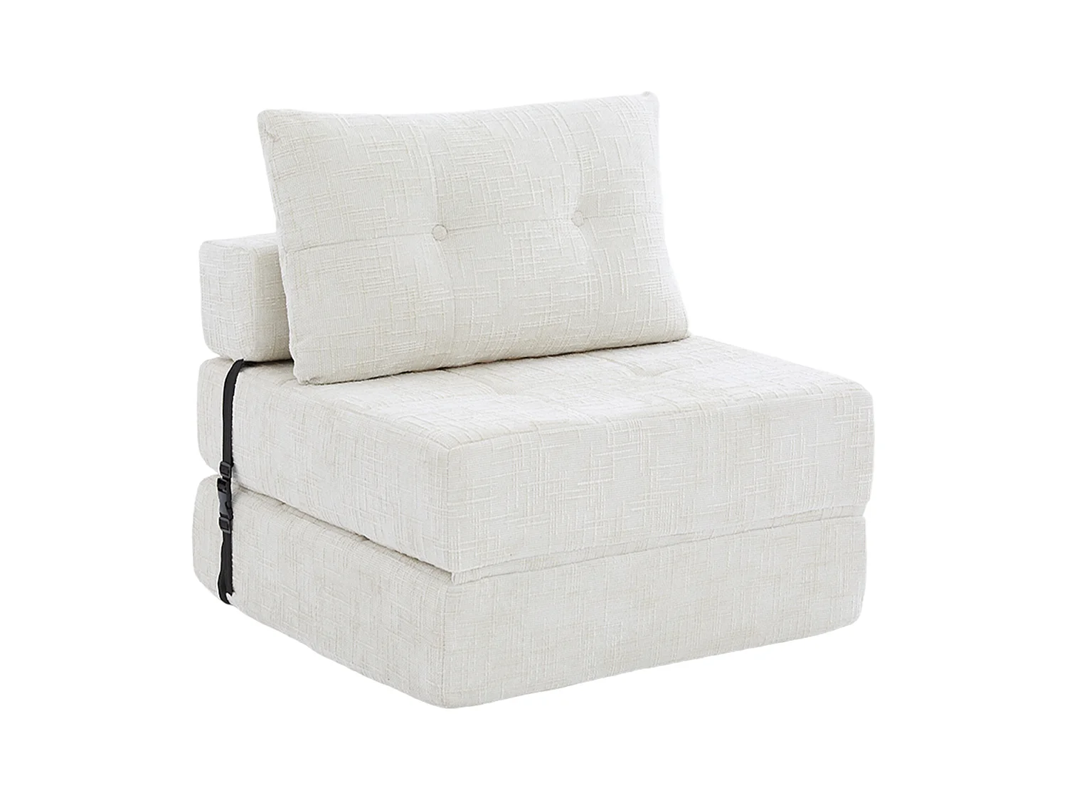 Canapé 1 place convertible en tissu chenille beige - Canapé lit 2 en 1 - Assise haute résilience - pour salon, studio ou chambre d’amis