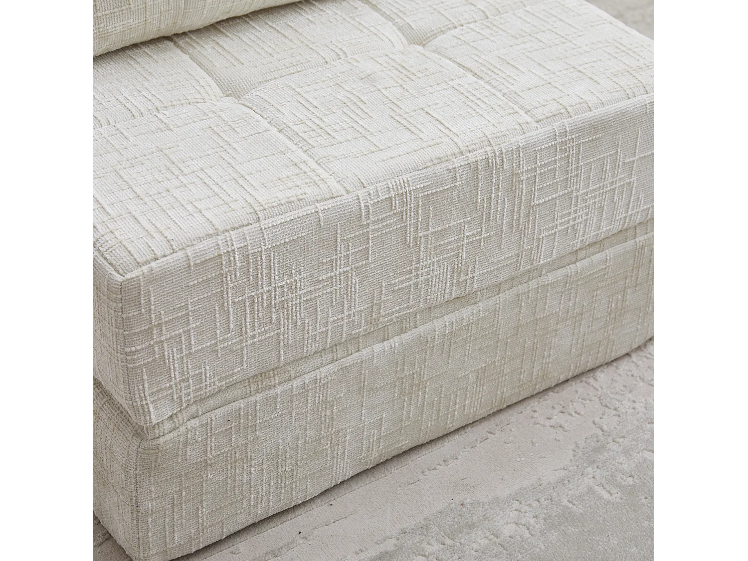 Canapé 1 place convertible en tissu chenille beige - Canapé lit 2 en 1 - Assise haute résilience - pour salon, studio ou chambre d’amis