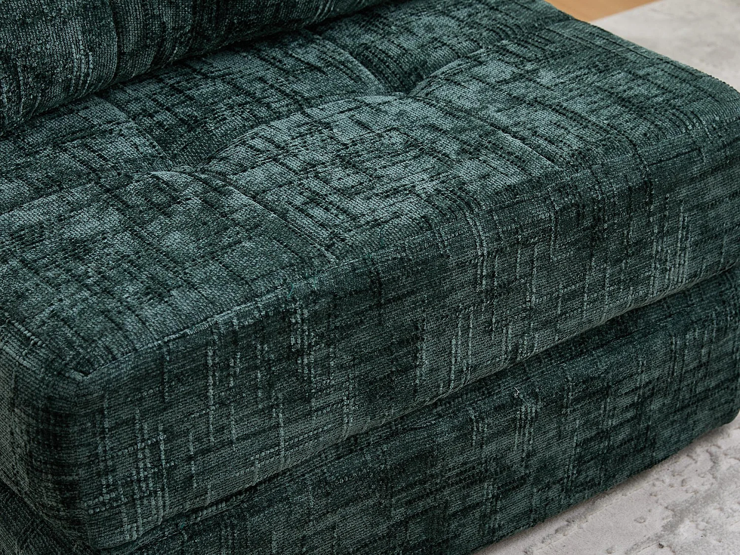 Canapé 1 place convertible en tissu chenille vert - Canapé lit 2 en 1 - Assise haute résilience - pour salon, studio ou chambre d’amis