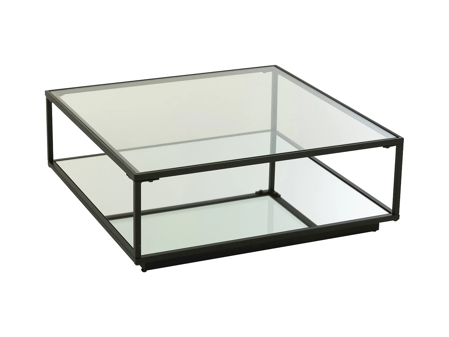 Table basse élégante en verre et métal noir style contemporain
