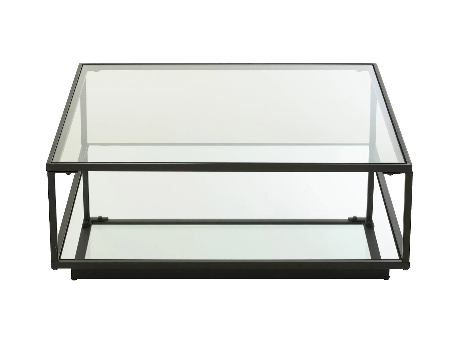 Table basse élégante en verre et métal noir style contemporain