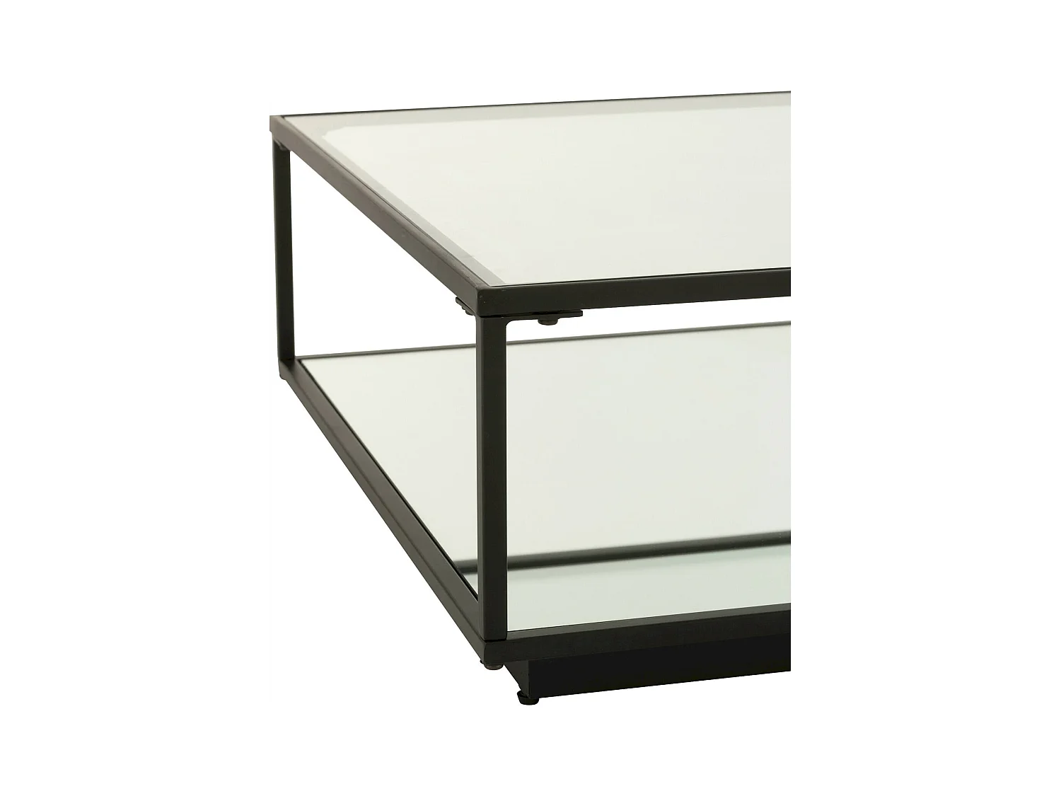 Table basse élégante en verre et métal noir style contemporain