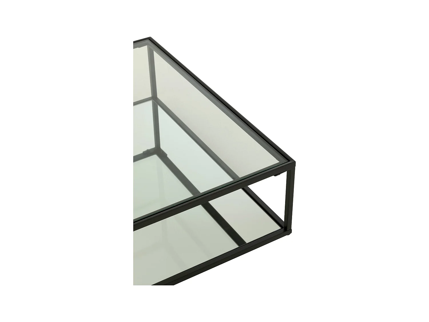 Table basse élégante en verre et métal noir style contemporain