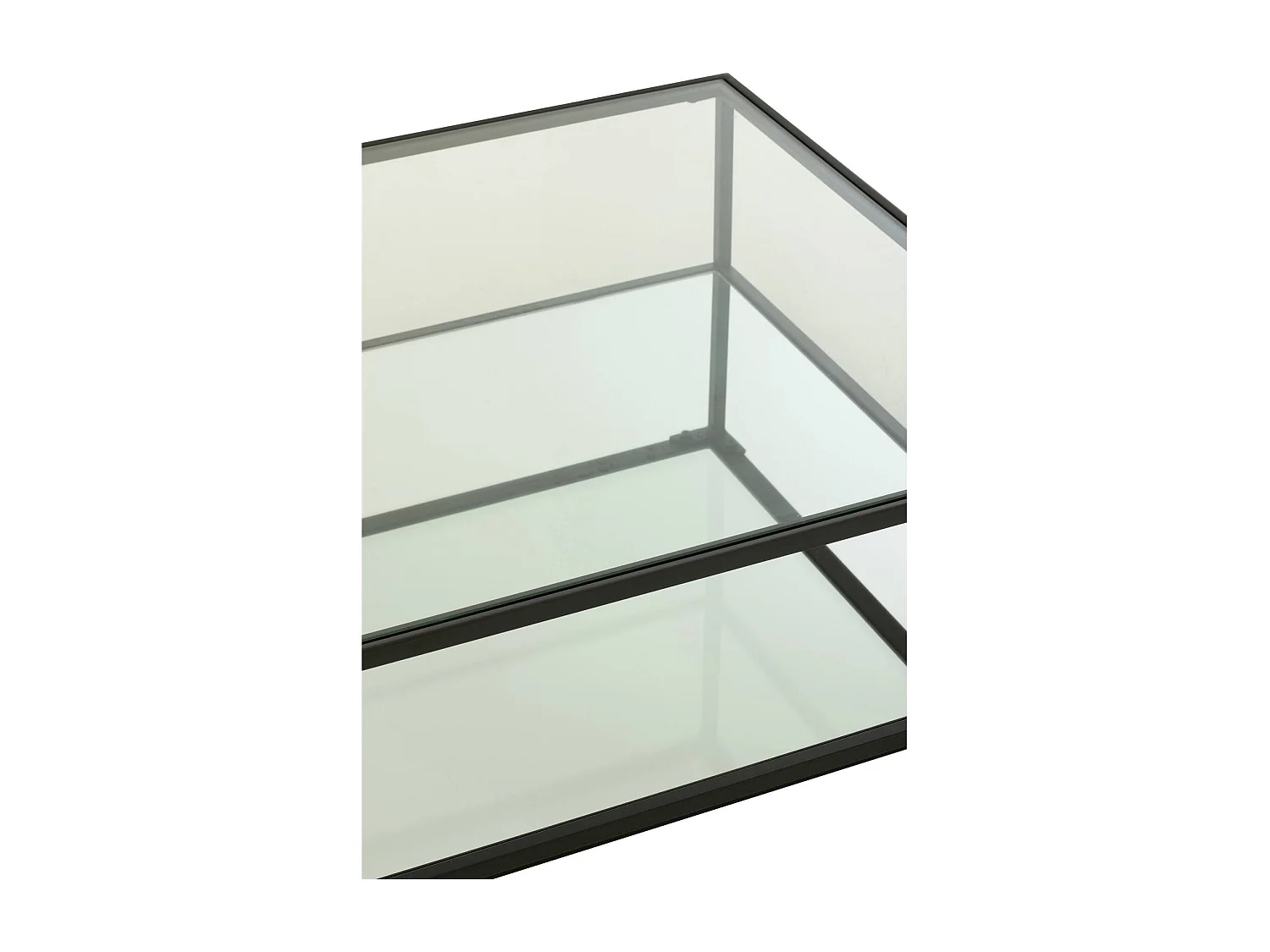 Table basse élégante en verre et métal noir style contemporain