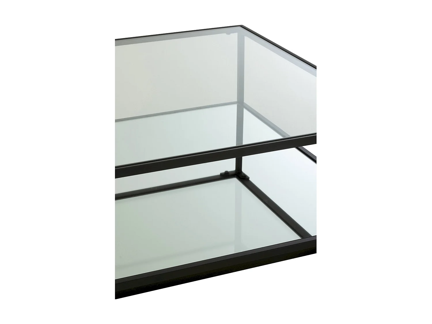 Table basse élégante en verre et métal noir style contemporain