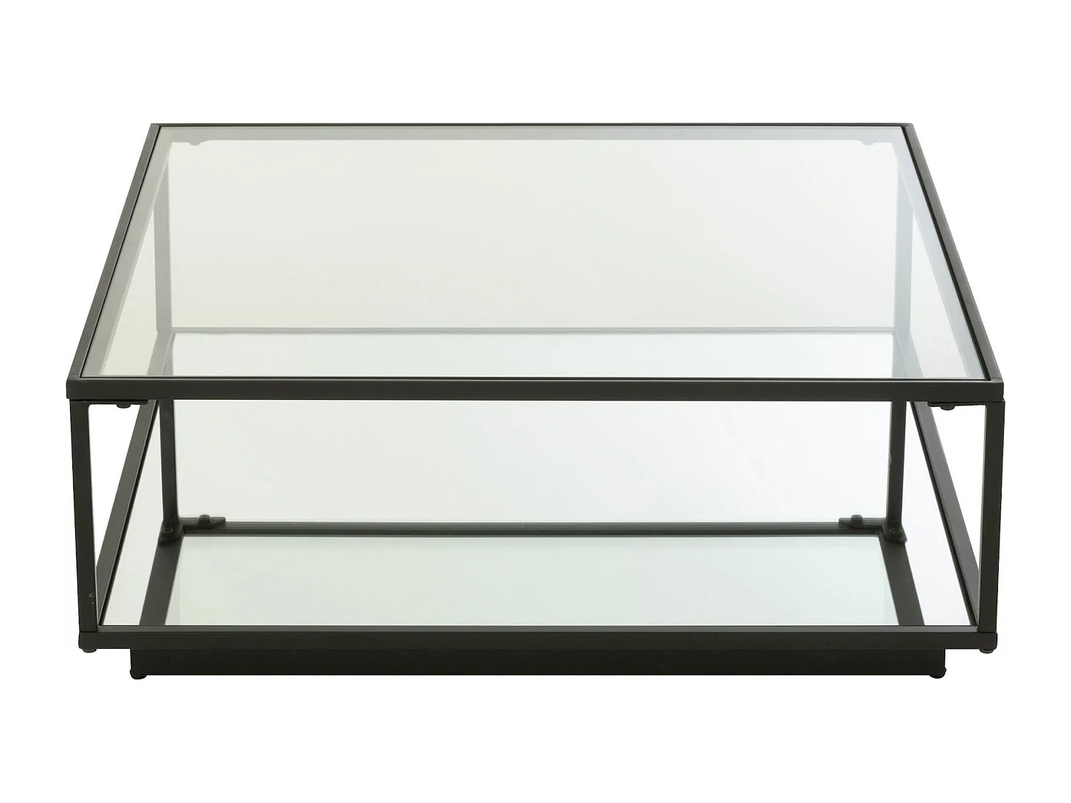 Table basse élégante en verre et métal noir style contemporain