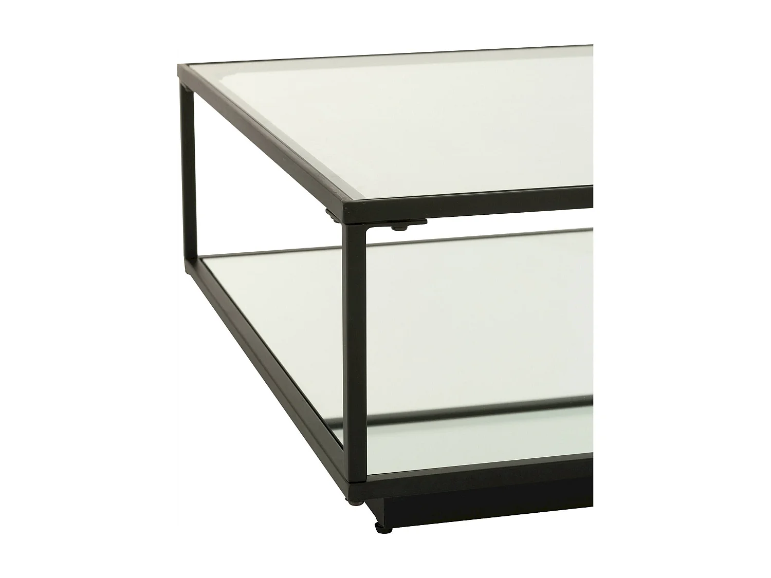 Table basse élégante en verre et métal noir style contemporain