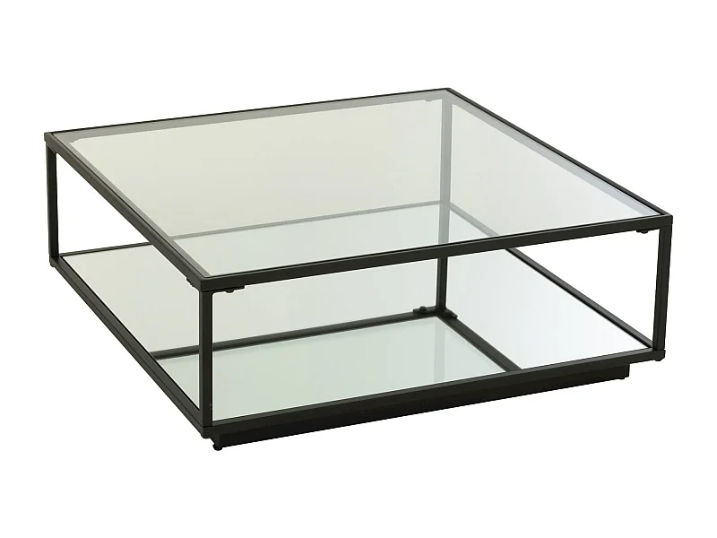 Table basse élégante en verre et métal noir style contemporain