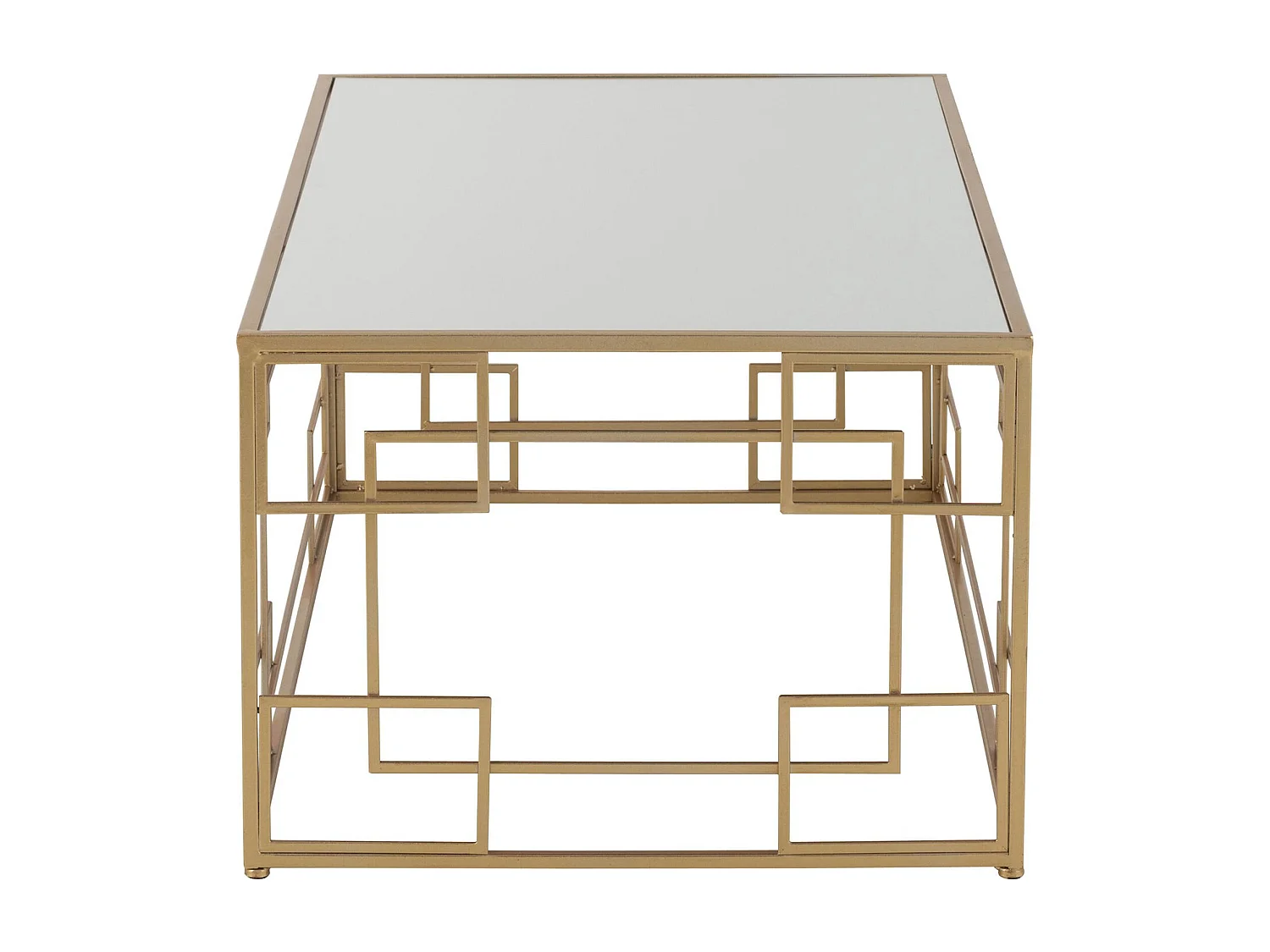 Table de salon dorée lignes métal et verre design élégant