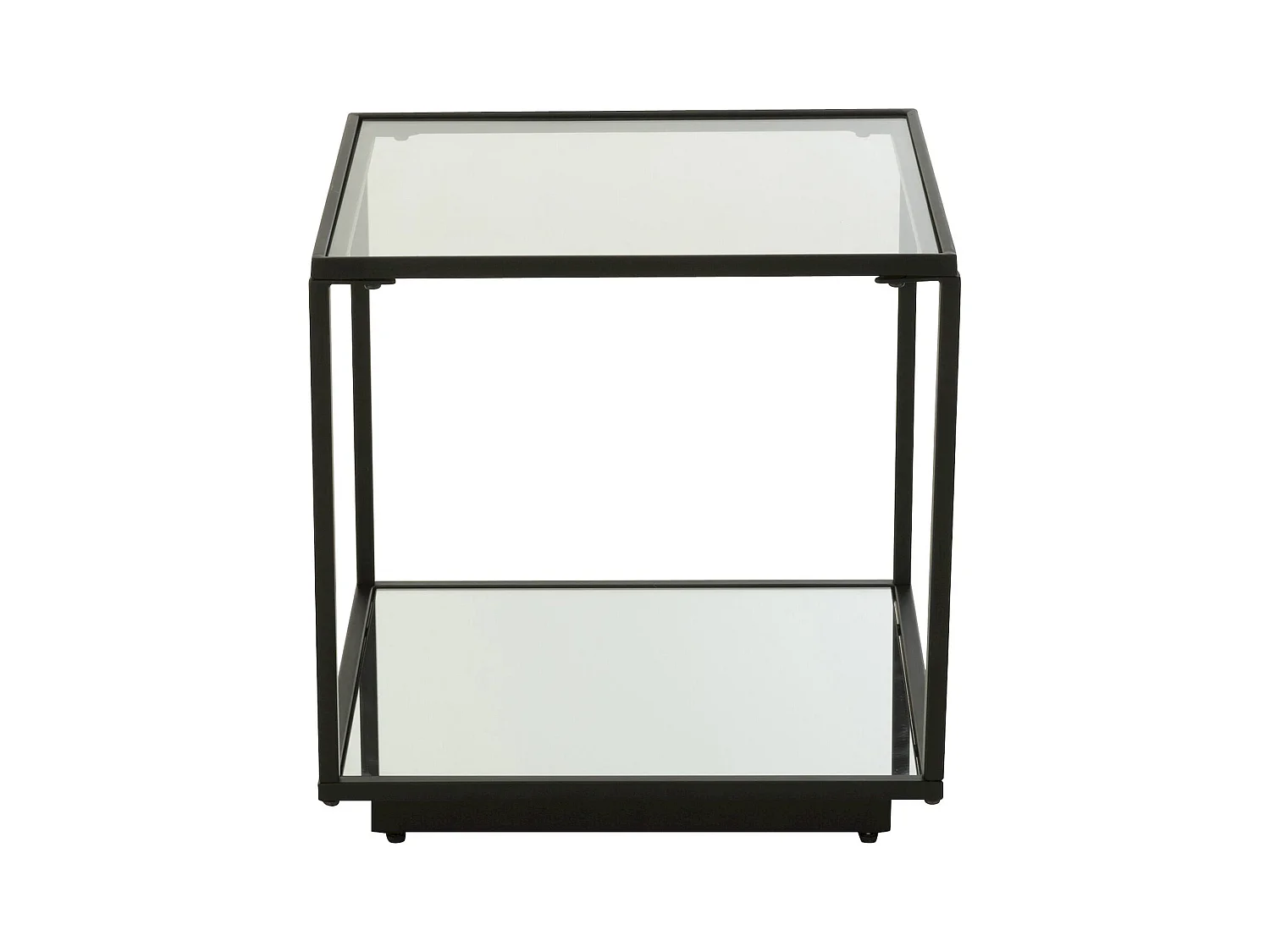 Table basse moderne en métal noir et verre transparent design