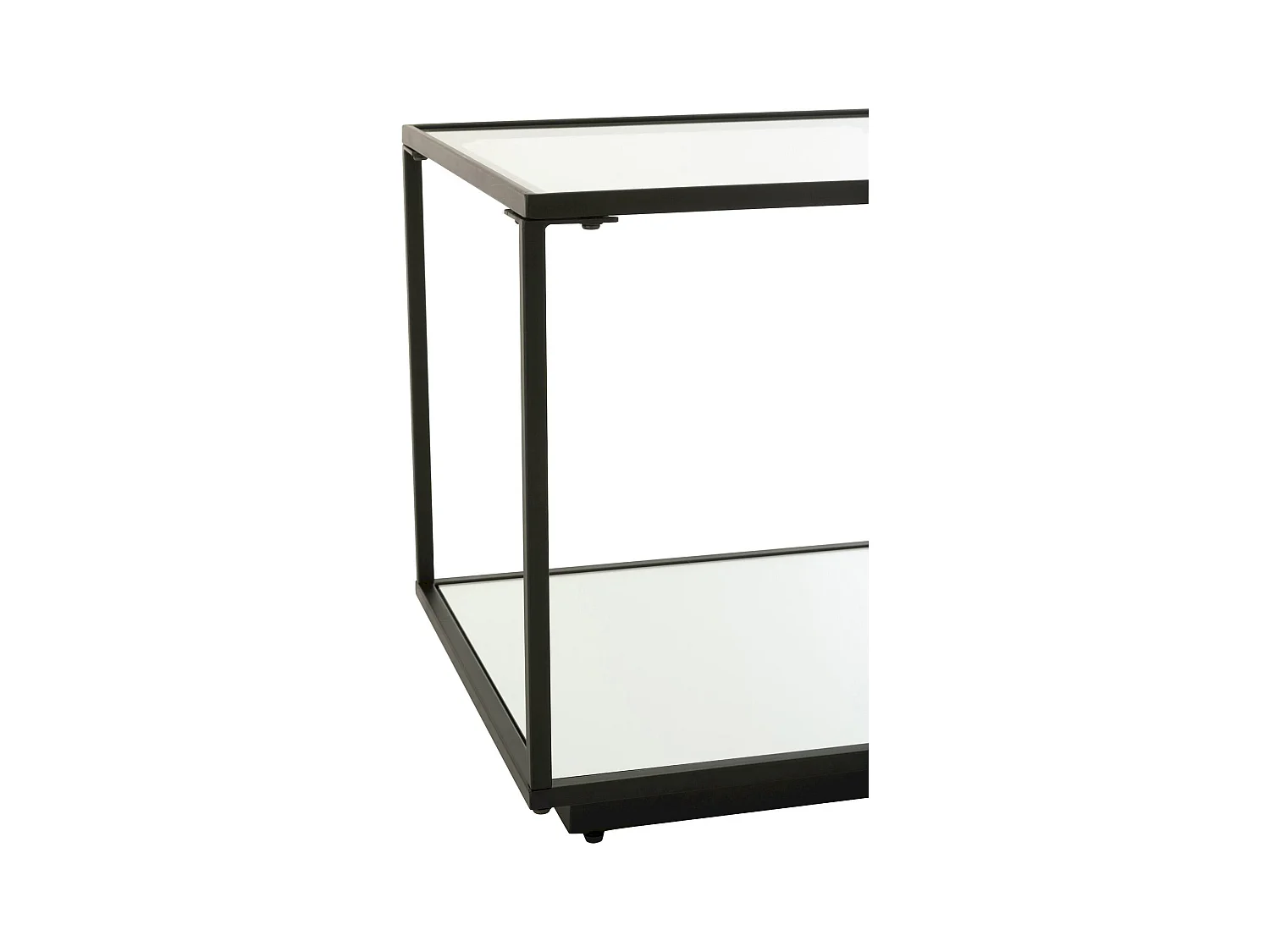 Table basse moderne en métal noir et verre transparent design