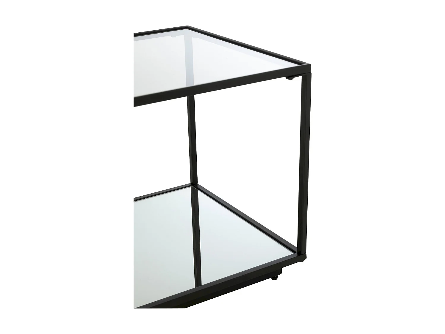 Table basse moderne en métal noir et verre transparent design