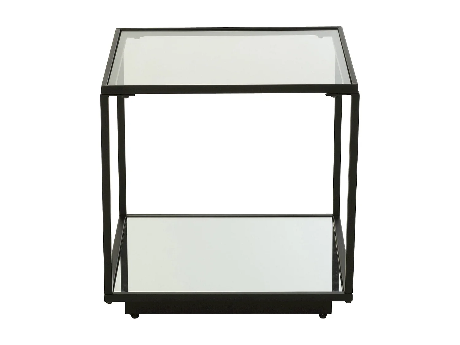 Table basse moderne en métal noir et verre transparent design