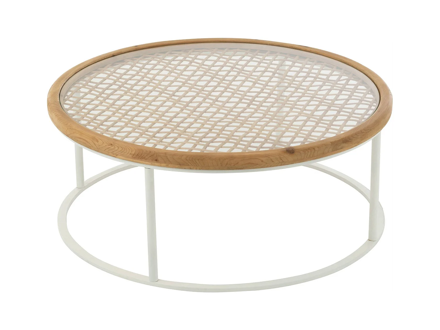 Table basse épicéa et fer blanc design naturel salon élégant