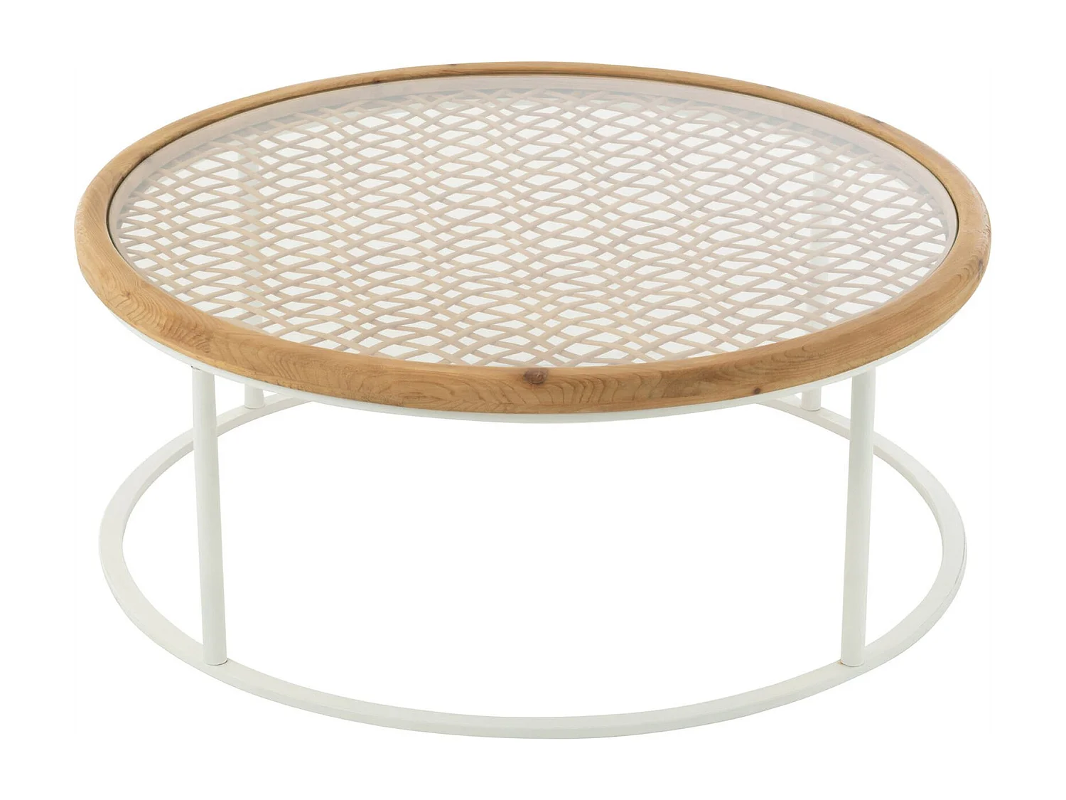 Table basse épicéa et fer blanc design naturel salon élégant