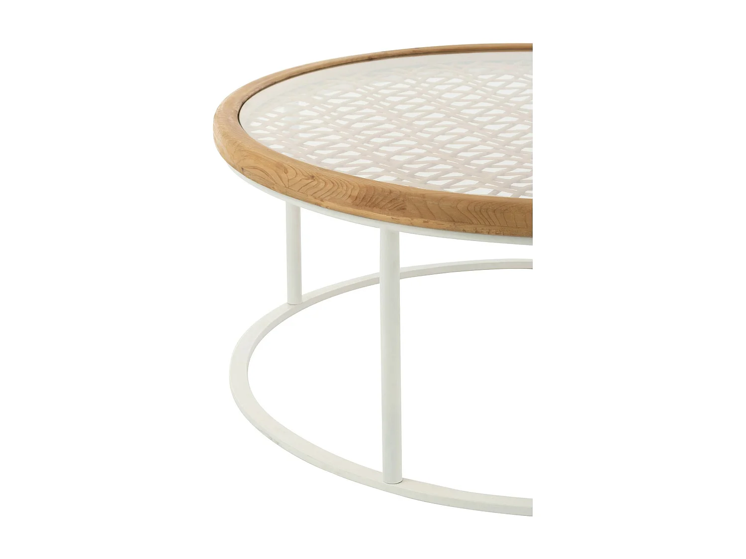 Table basse épicéa et fer blanc design naturel salon élégant