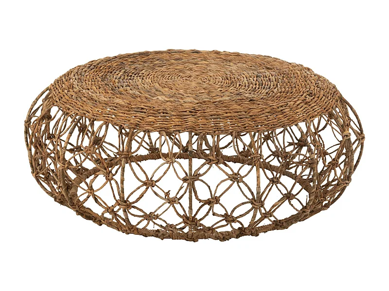 Table basse soucoupe en fer et feuille de bananier naturel