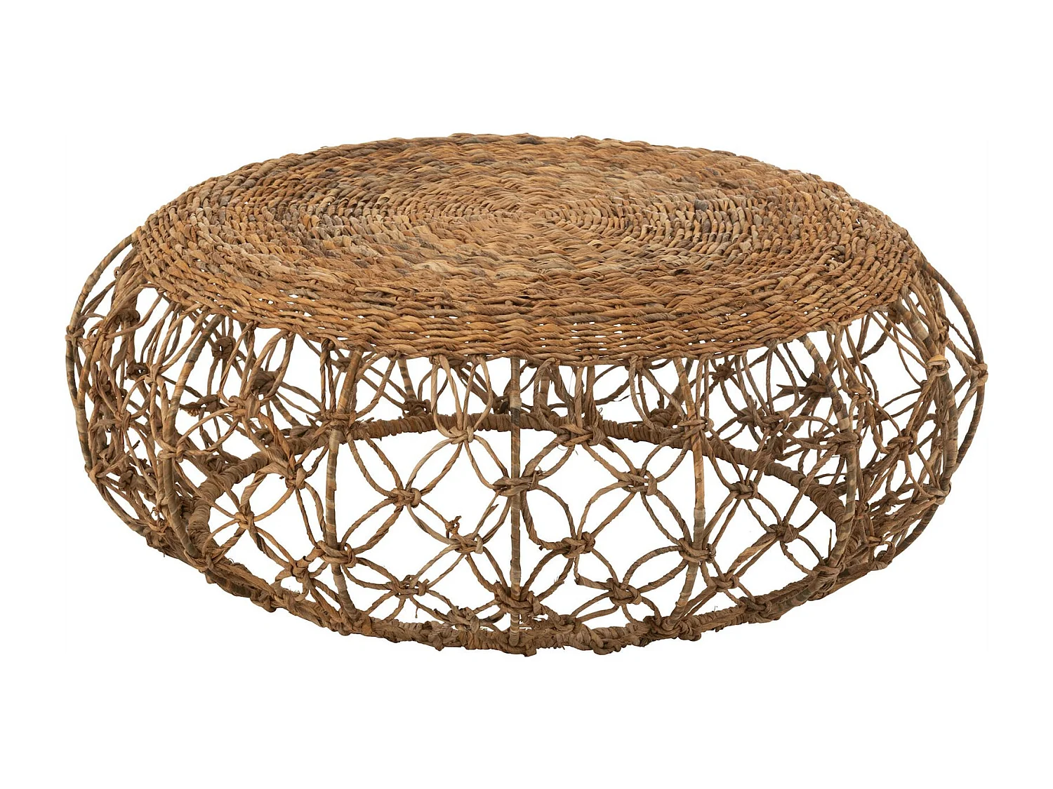 Table basse soucoupe en fer et feuille de bananier naturel