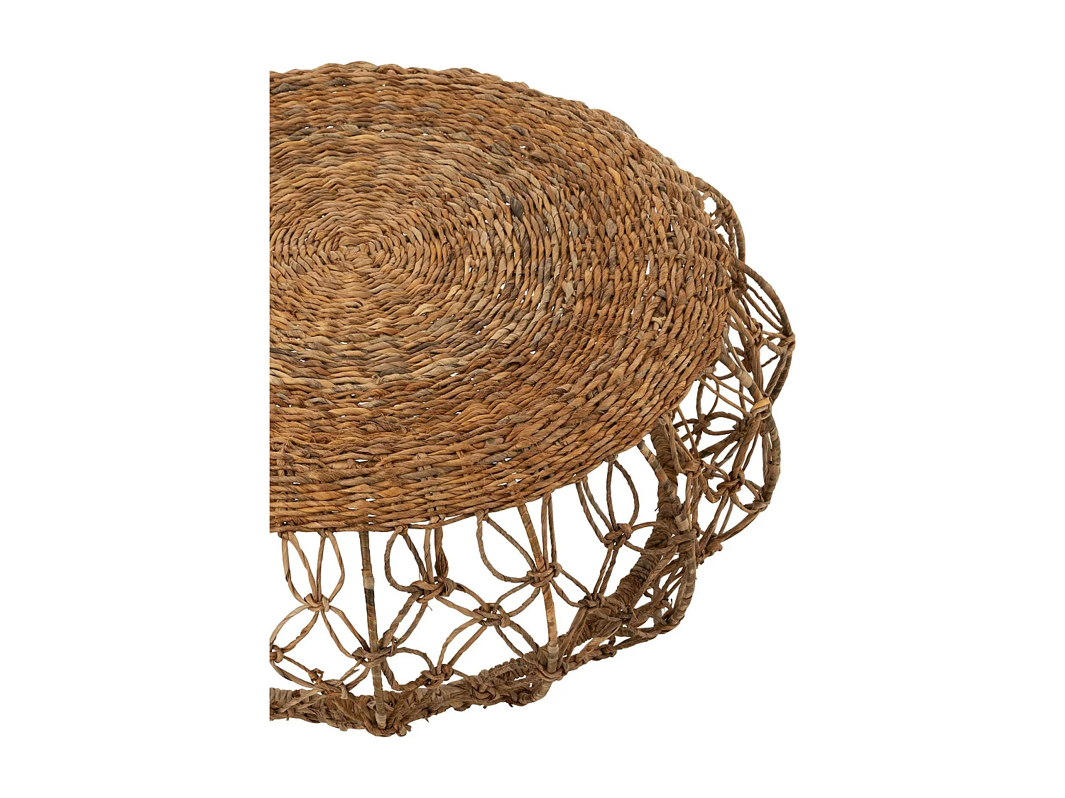 Table basse soucoupe en fer et feuille de bananier naturel