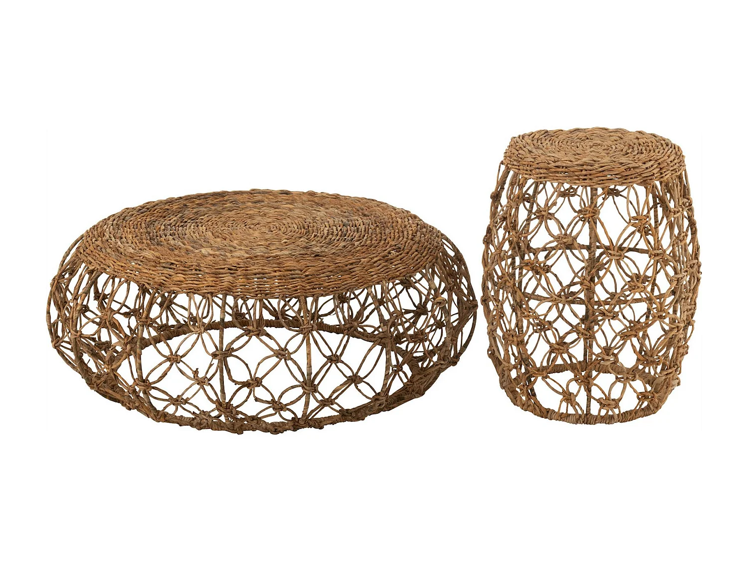 Table basse soucoupe en fer et feuille de bananier naturel