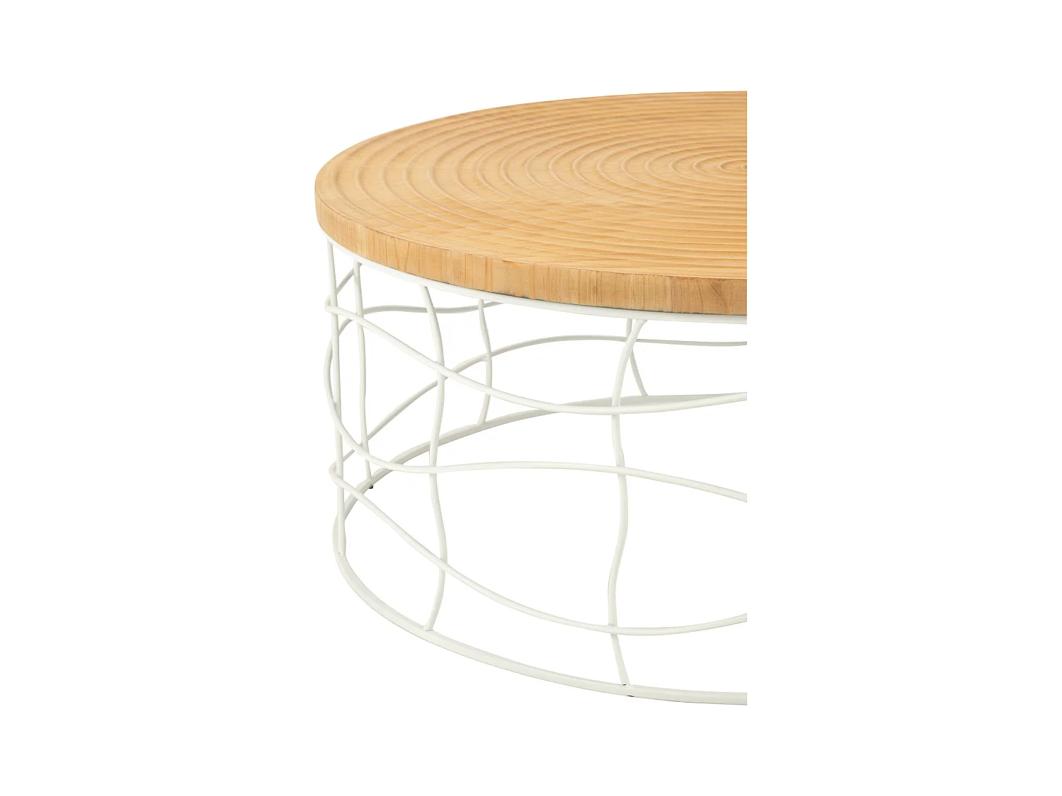 Table basse design fer et bois naturel blanc épuré