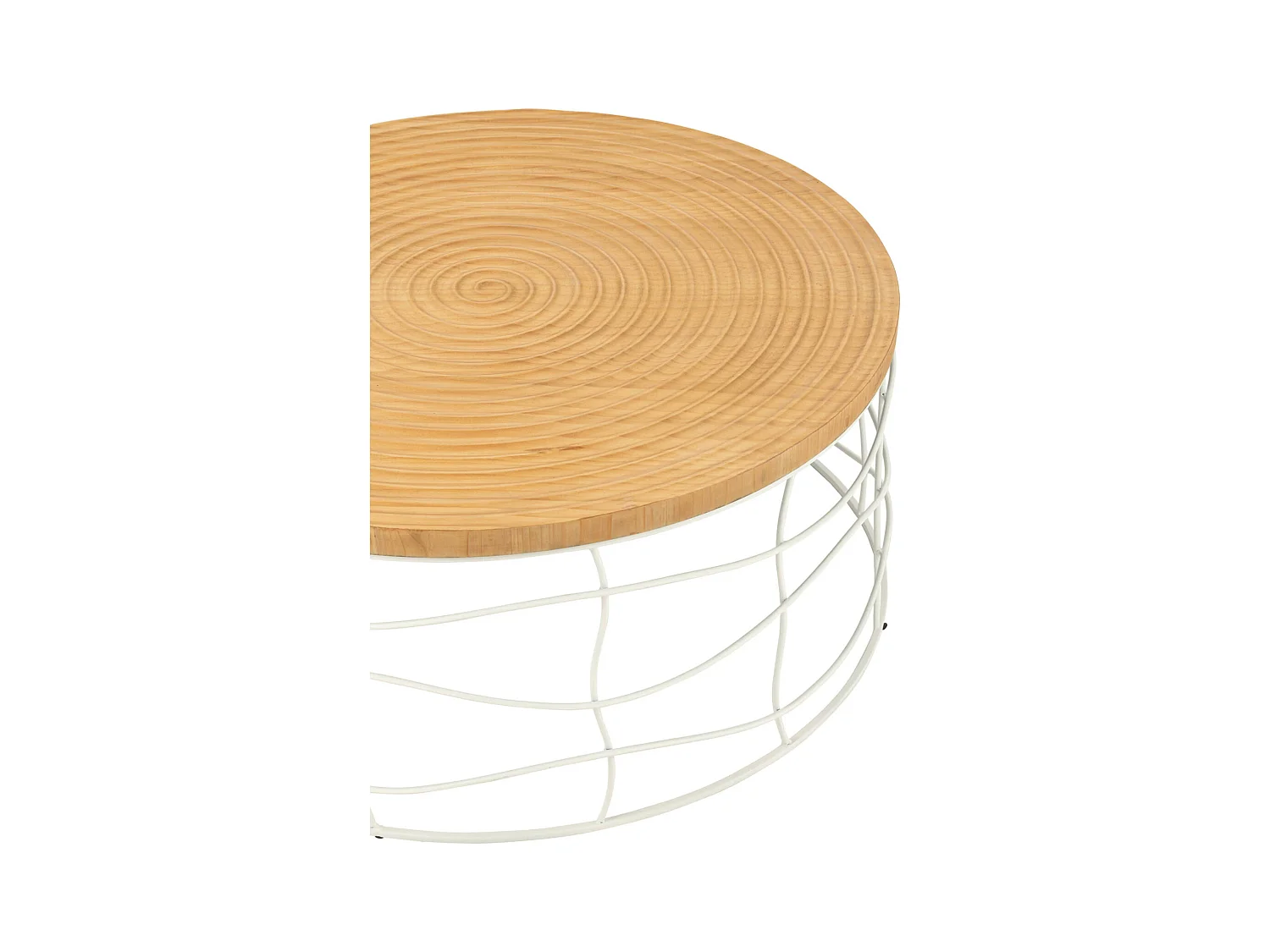 Table basse design fer et bois naturel blanc épuré
